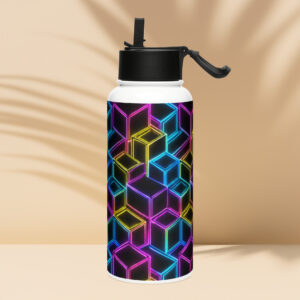 Stainless steel water bottle with a straw lid